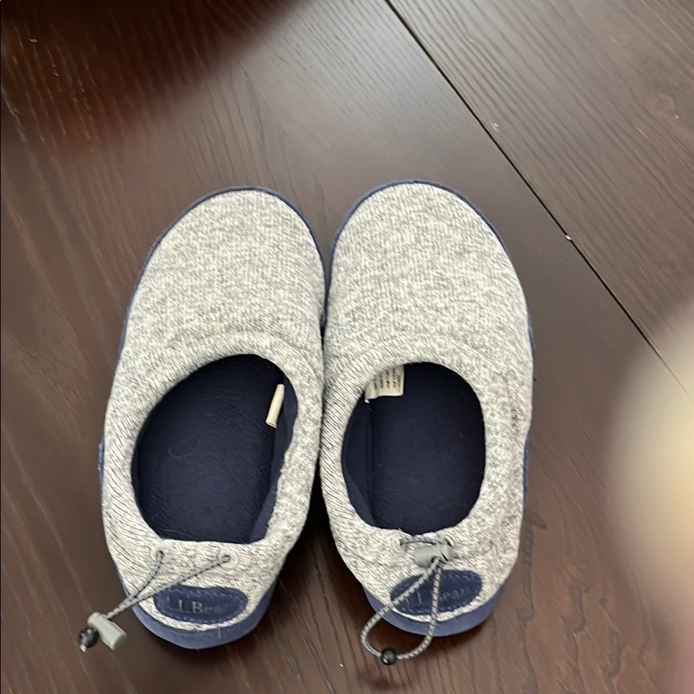 L.L. Bean Blue and Gray Slippers with Soft Material and Slip-On Design